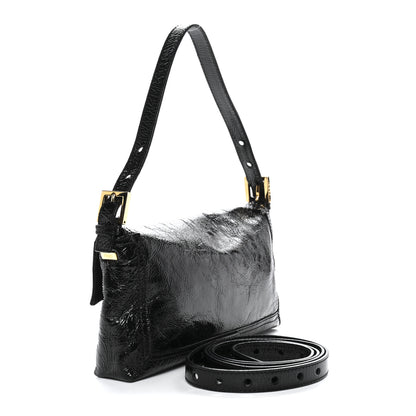Fendi Vitello Naplak Medium Convertible Baguette Black 3 of 9