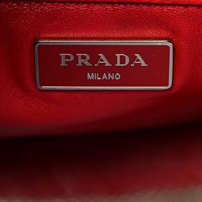 Prada Ostrich Cavallino Leopard Print Small Galleria Double Zip Tote Miele Rosso 6 of 9
