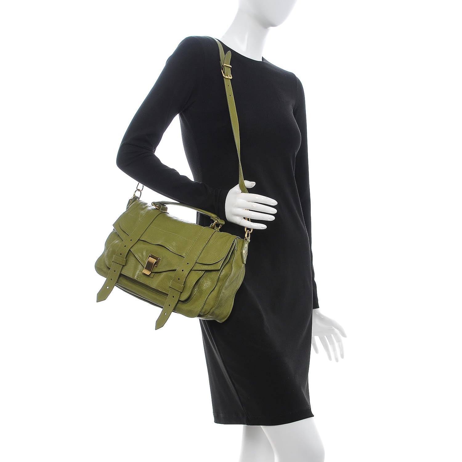 Proenza Schouler Lambskin Medium PS1 Satchel Olive 2 of 14