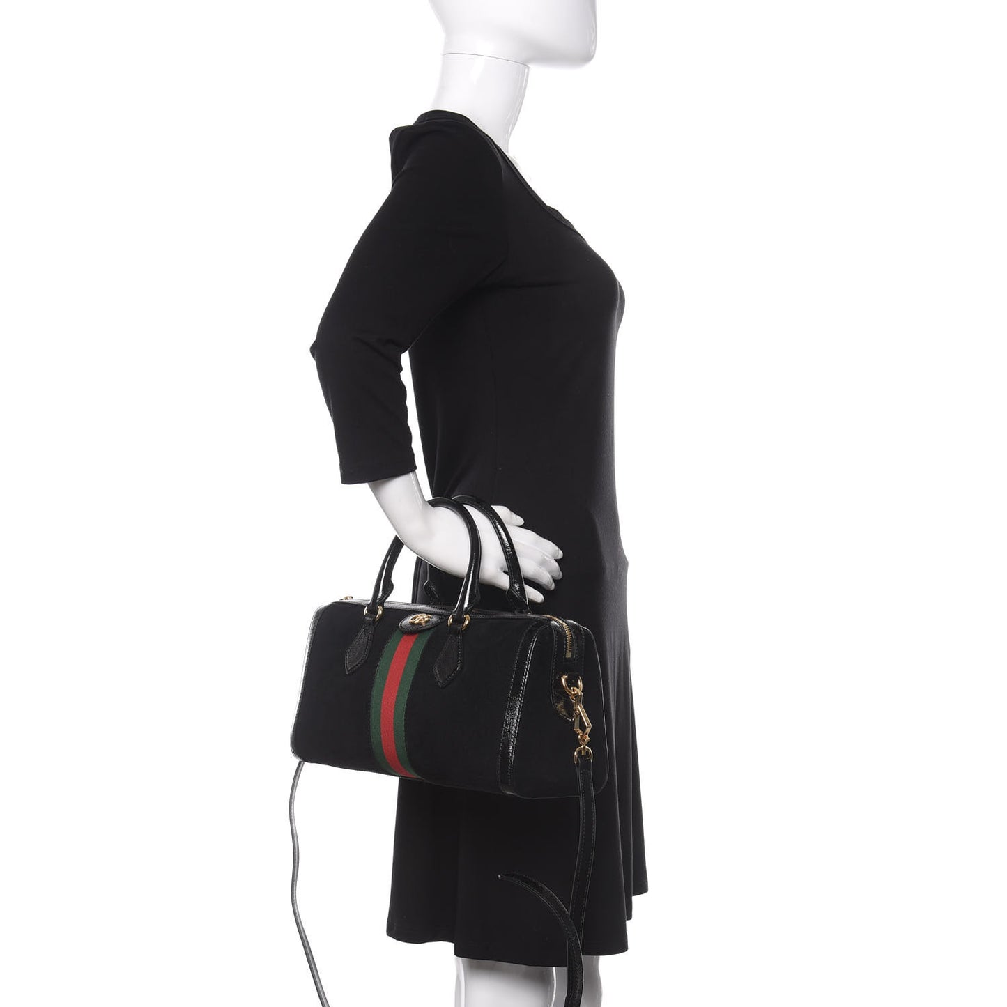 Suede Patent GG Web Medium Ophidia Boston Black