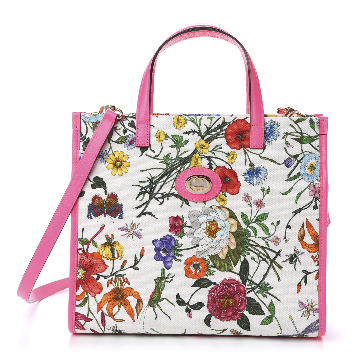 Gucci Canvas Medium Flora Tote Fuchsia 1 of 11