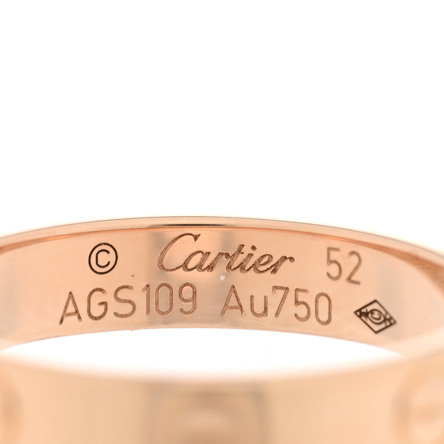 18K Pink Gold 3.5mm LOVE Wedding Band Ring 52 6