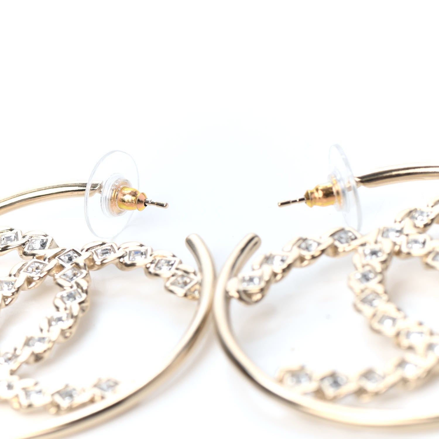 Chanel Crystal Chain Chanel Strass CC Drop Earrings Gold 3 of 3
