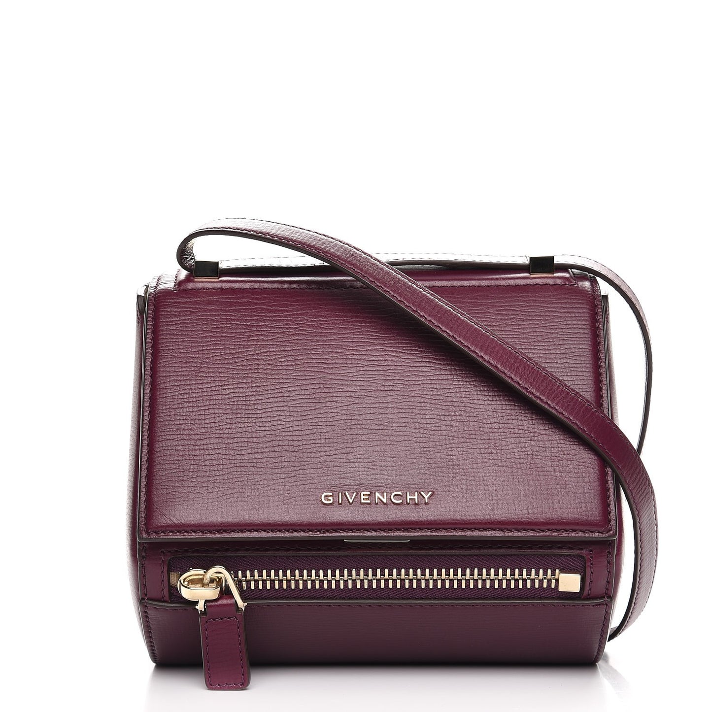 Textured Calfskin Mini Pandora Box Crossbody Bag Dark Purple