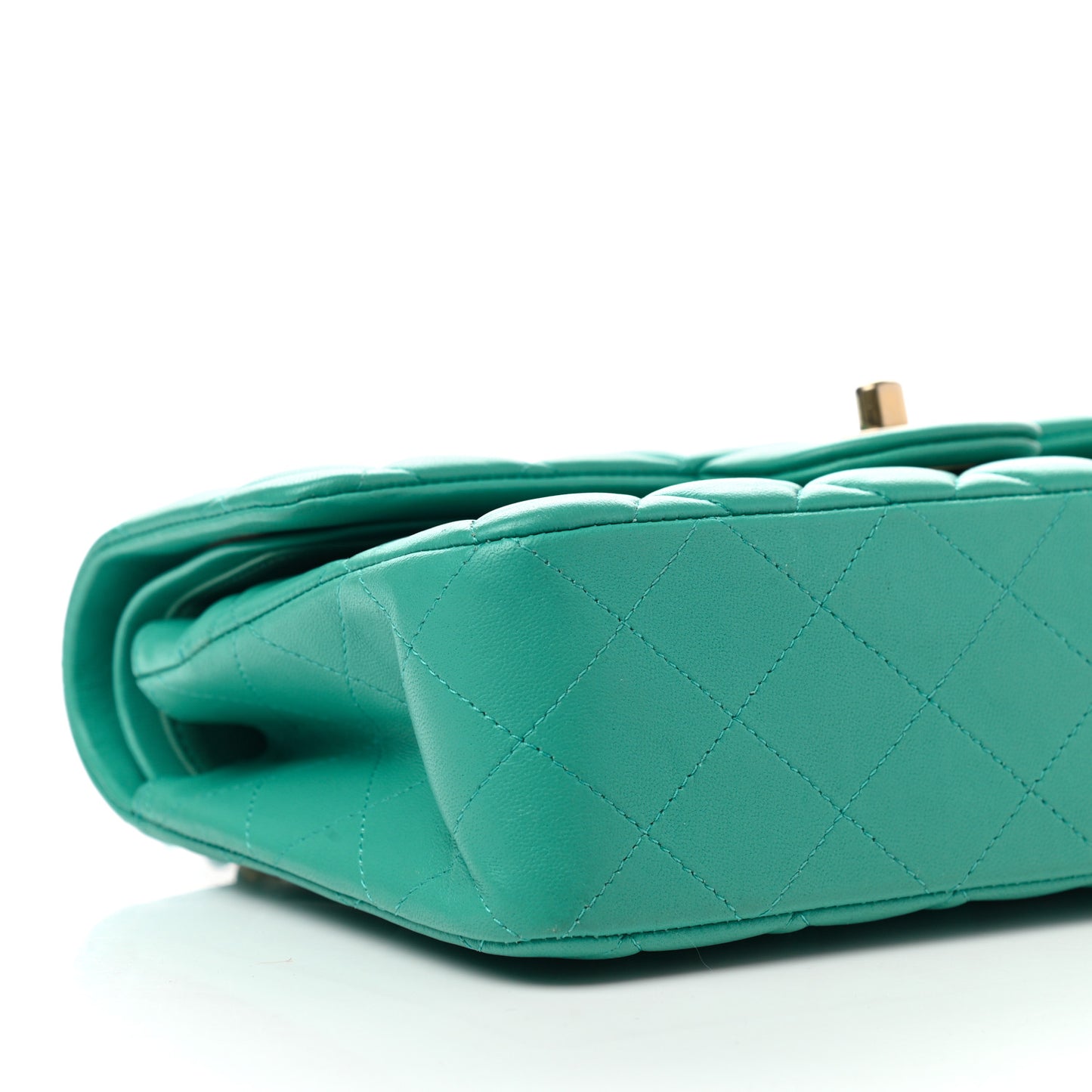 Lambskin Quilted Small Double Flap Green