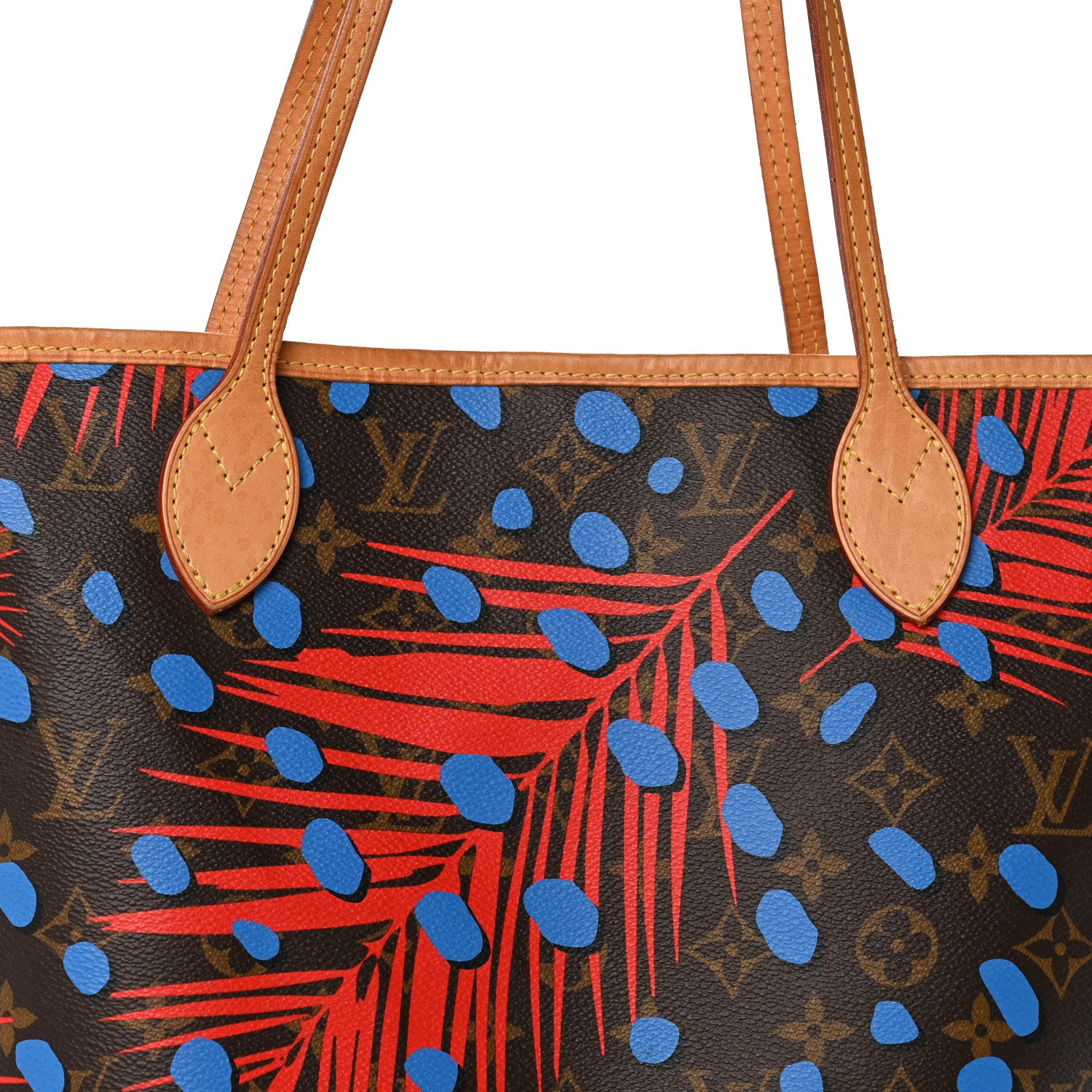 Louis Vuitton Monogram Jungle Dots Neo Neverfull MM Coquelicot Denim 8 of 13