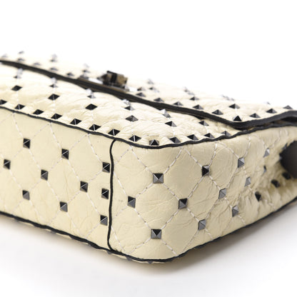 Valentino Garavani Craquele Nappa Medium Rockstud Spike Shoulder Bag Light Ivory 7 of 10