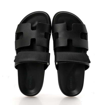 Hermes Calfskin Womens Chypre Sandals 38 Black 2 of 11