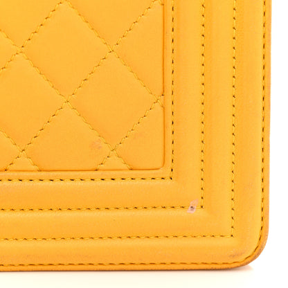 Chanel Lambskin Quilted Medium Boy Flap Yellow 16 of 17