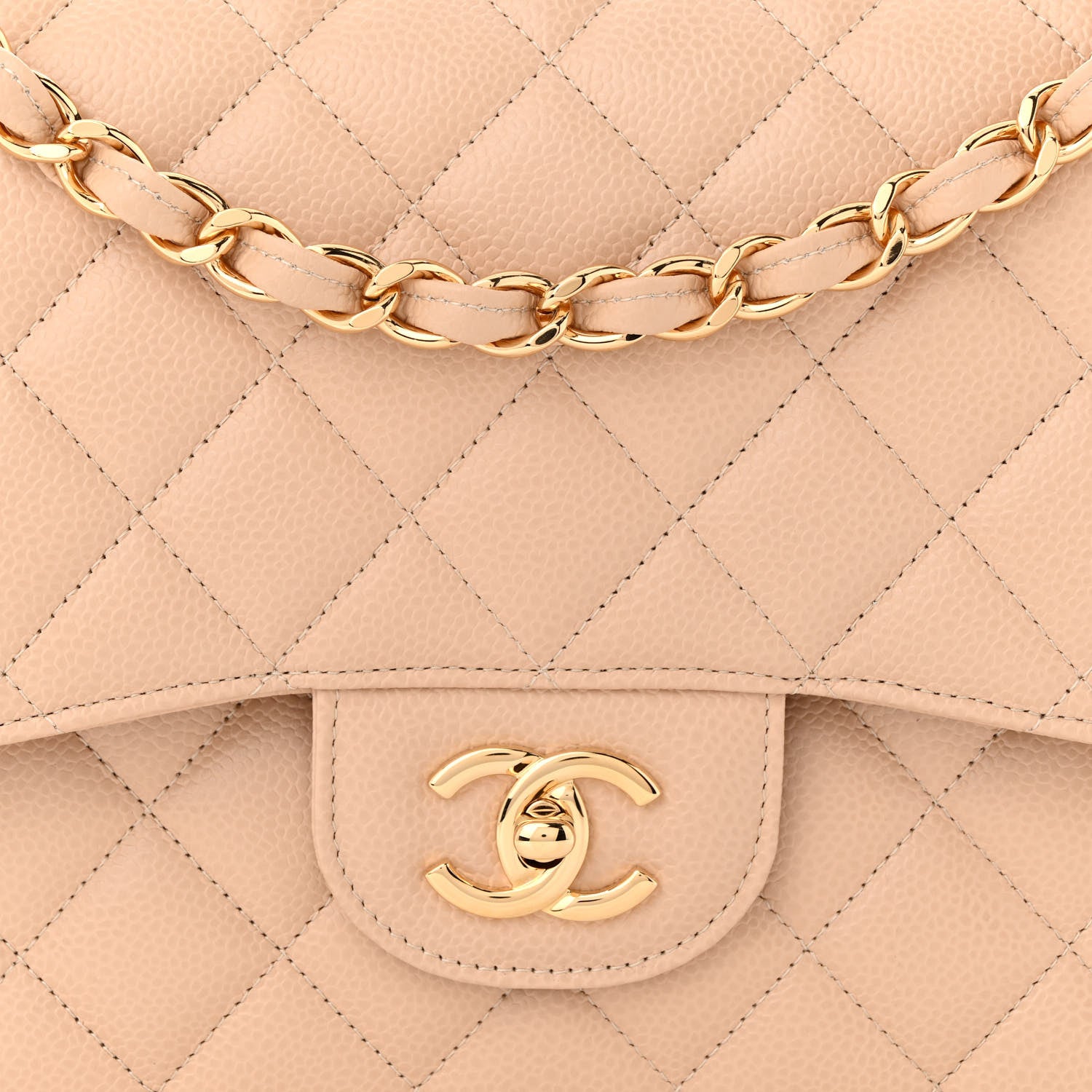 Chanel Caviar Quilted Jumbo Double Flap Beige Clair 8 of 12