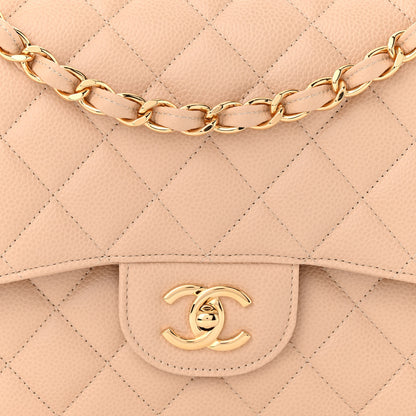 Chanel Caviar Quilted Jumbo Double Flap Beige Clair 8 of 12