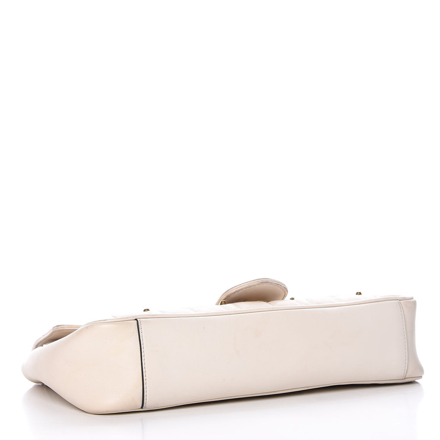 Calfskin Matelasse Studded Medium GG Marmont Shoulder Bag White
