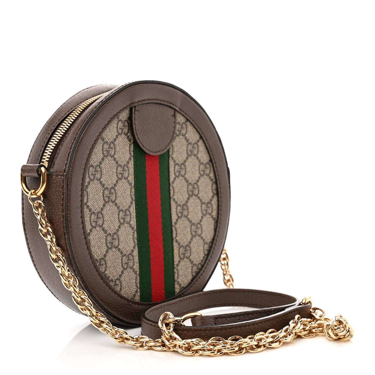 Gucci GG Supreme Monogram Web Mini Ophidia Round Shoulder Bag Brown 3 of 11