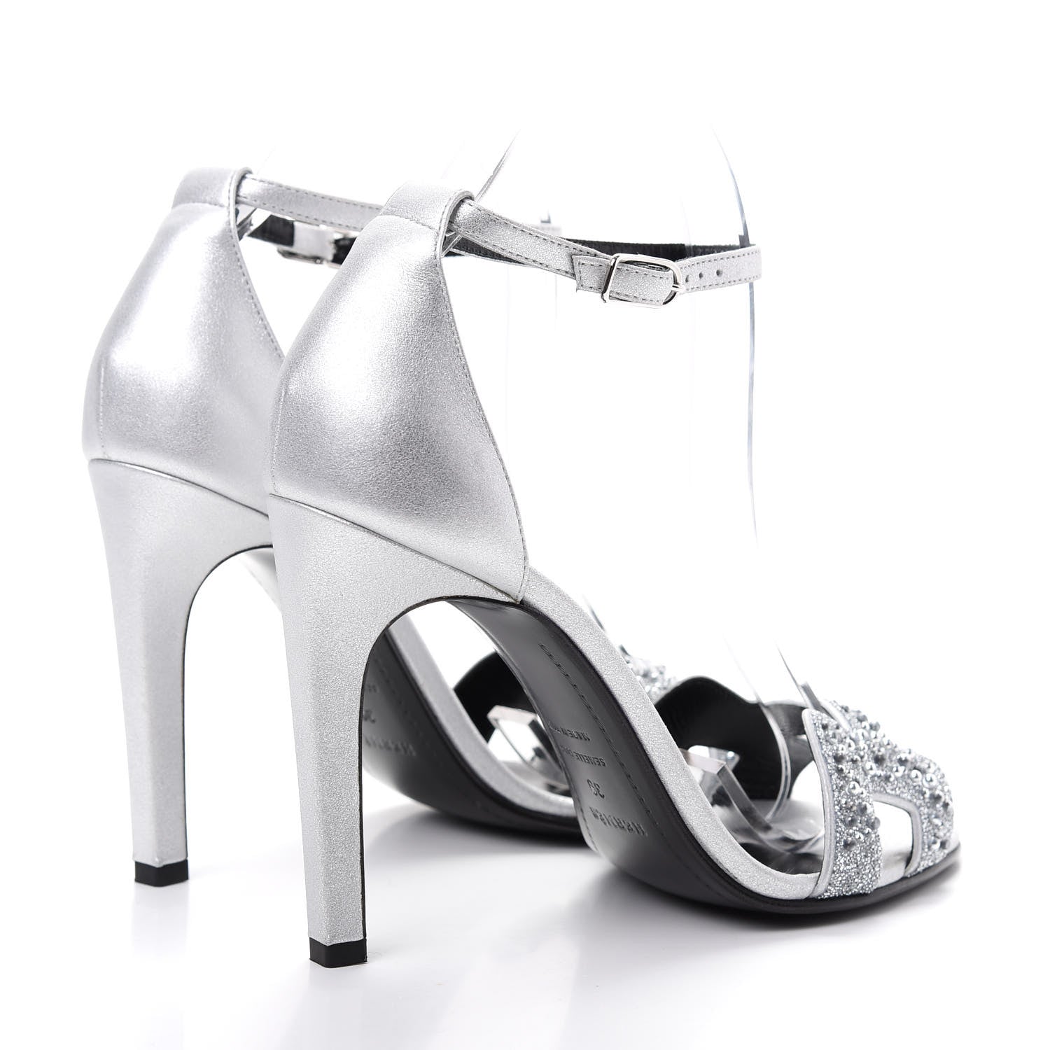 Hermes Suede Goatskin Crystal Premiere 105 Sandals 39 Gris Argente 4 of 10
