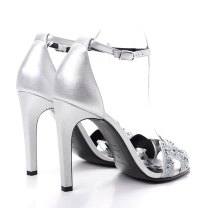 Hermes Suede Goatskin Crystal Premiere 105 Sandals 39 Gris Argente 4 of 10