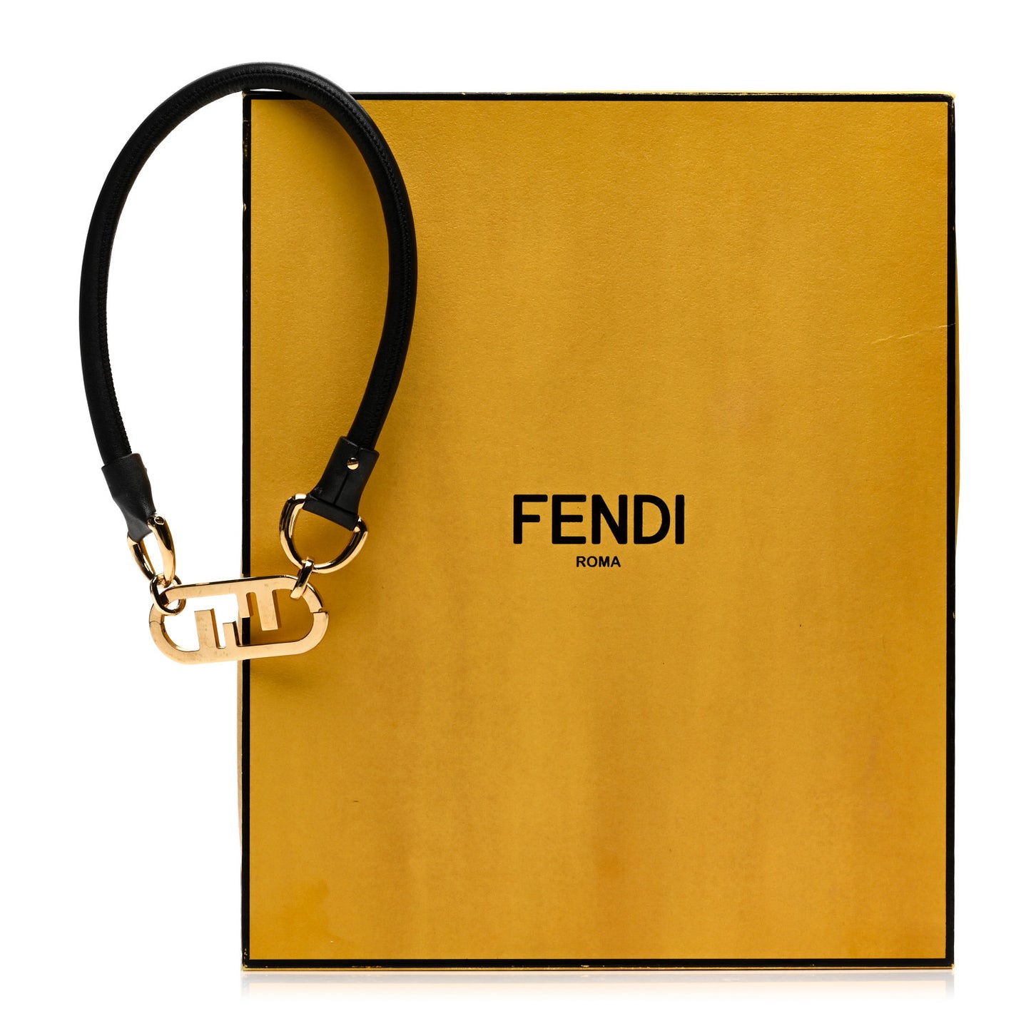 Calfskin O'Lock Necklace Black Gold