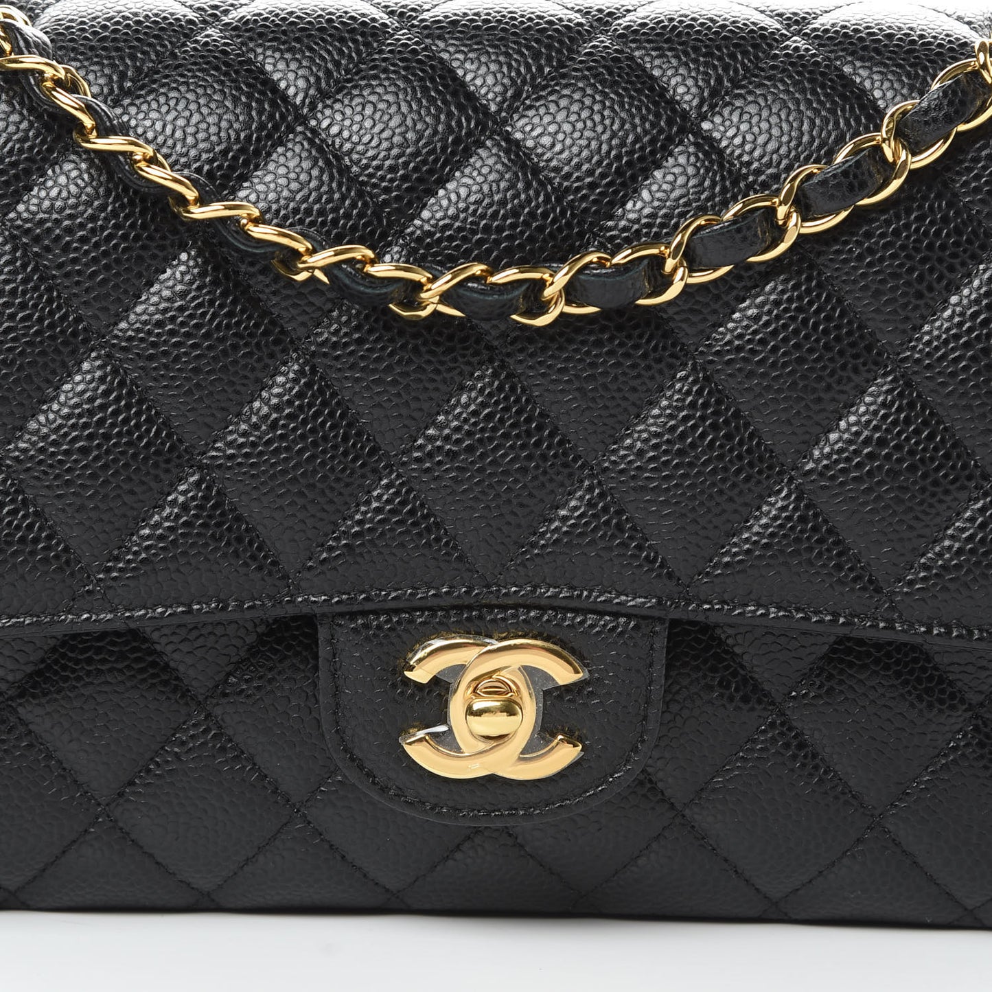 Caviar Quilted Medium Double Flap Black