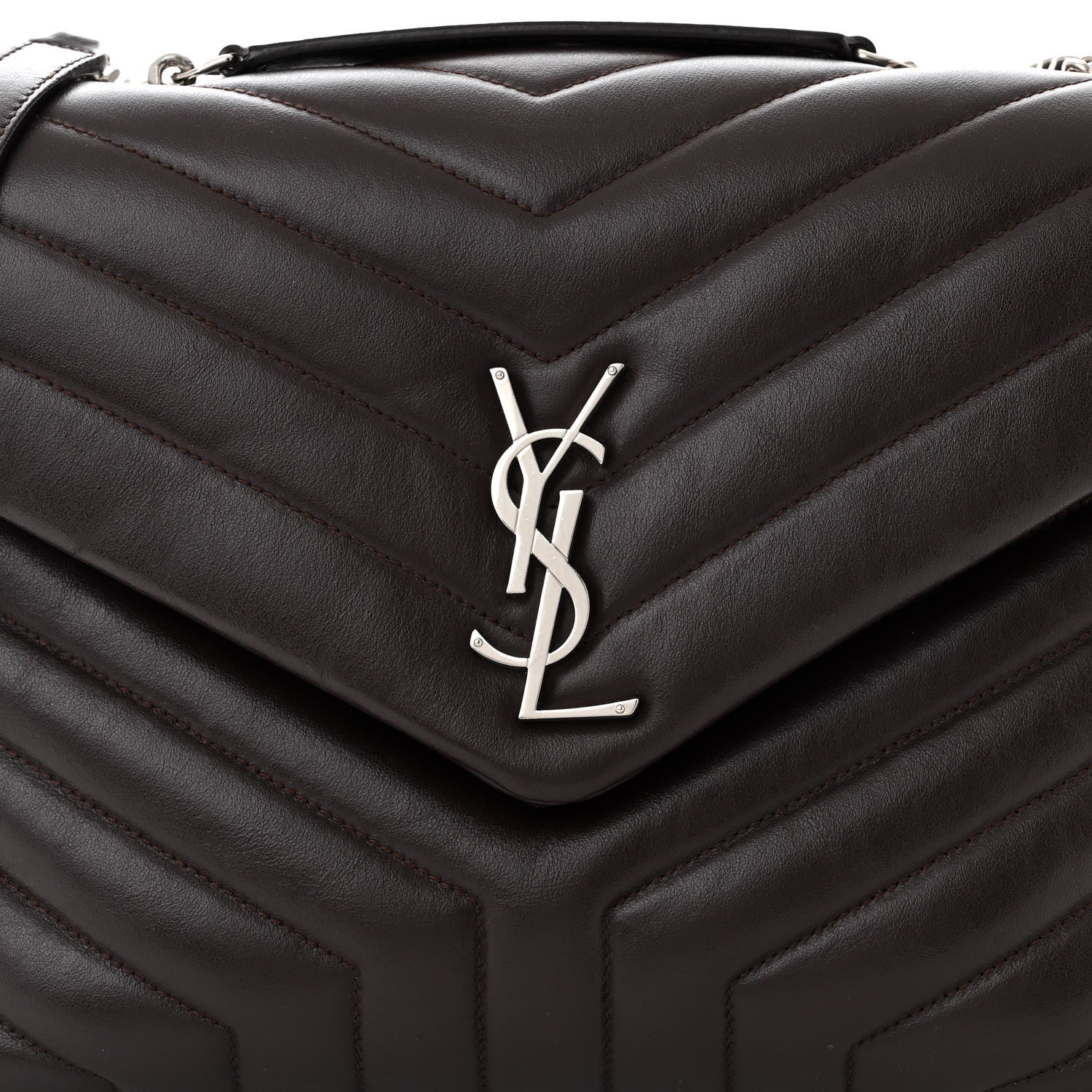Saint Laurent Calfskin Y Quilted Monogram Medium Loulou Chain Satchel Amaranto 8 of 11