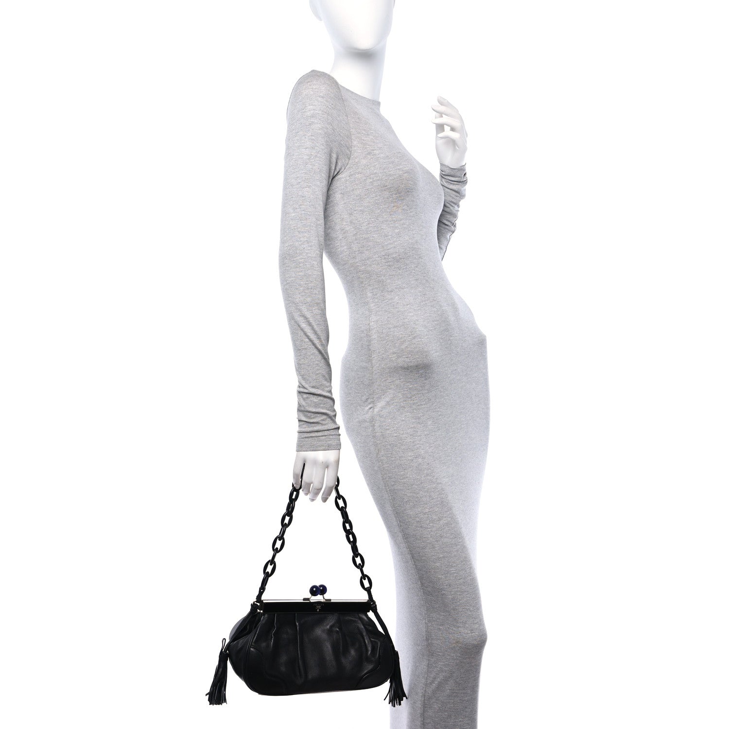 Prada Nappa Kisslock Small Frame Shoulder Bag Black 2 of 12