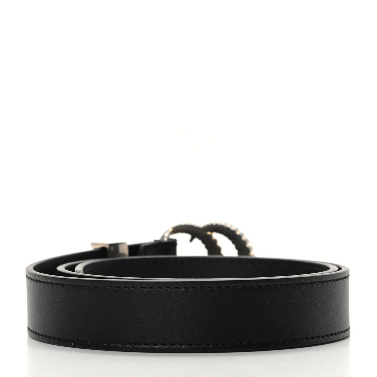 Moon Calfskin Torchon Double G 25mm Belt 75 30 Black