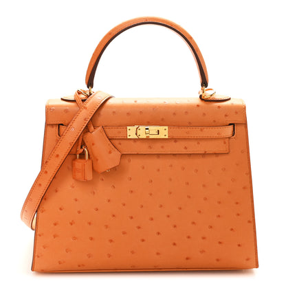 Hermes Ostrich Kelly Sellier 25 Abricot 1 of 11