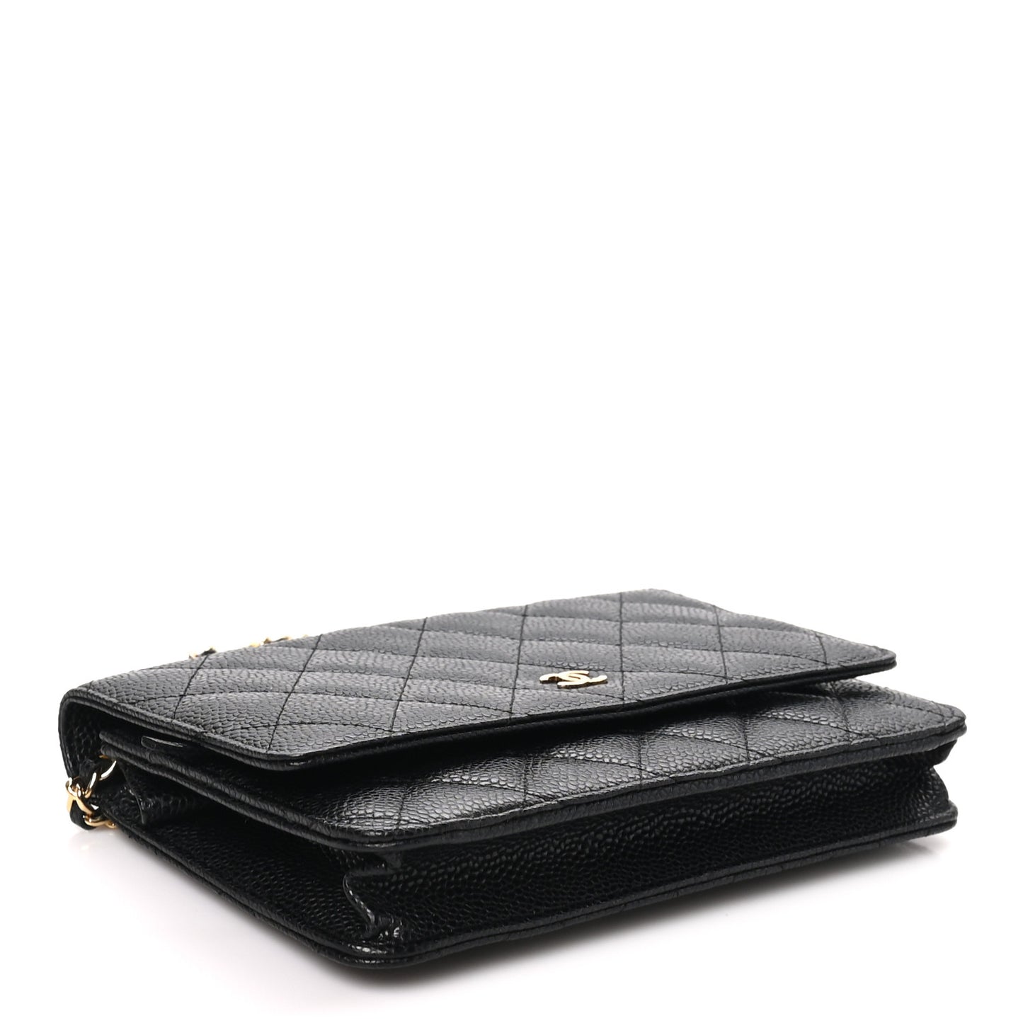 Caviar Quilted Wallet on Chain WOC Black