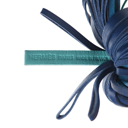 Hermes Lambskin Tri-Color Carmen Tassel Key Holder Bleu Lagoon Bleu Izmir Bleu De Malte 4 of 4