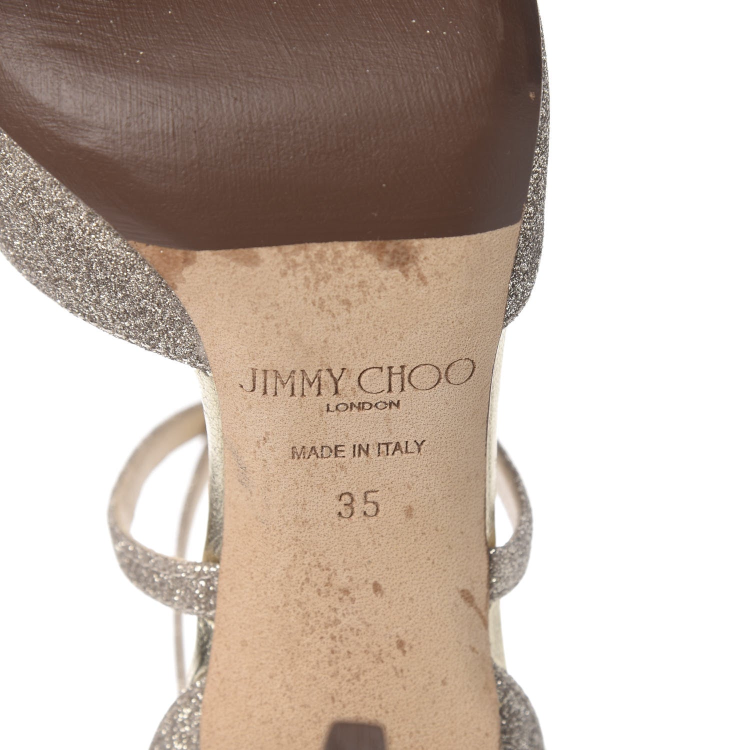 Jimmy Choo Glitter Emsy Crisscross Sandals 35 Platinum Ice 6 of 8