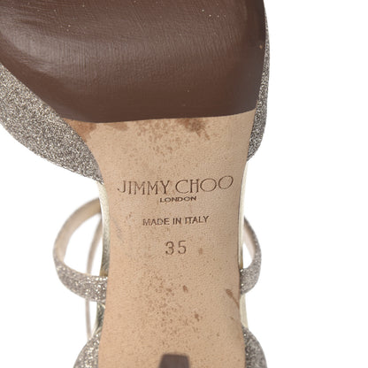 Jimmy Choo Glitter Emsy Crisscross Sandals 35 Platinum Ice 6 of 8