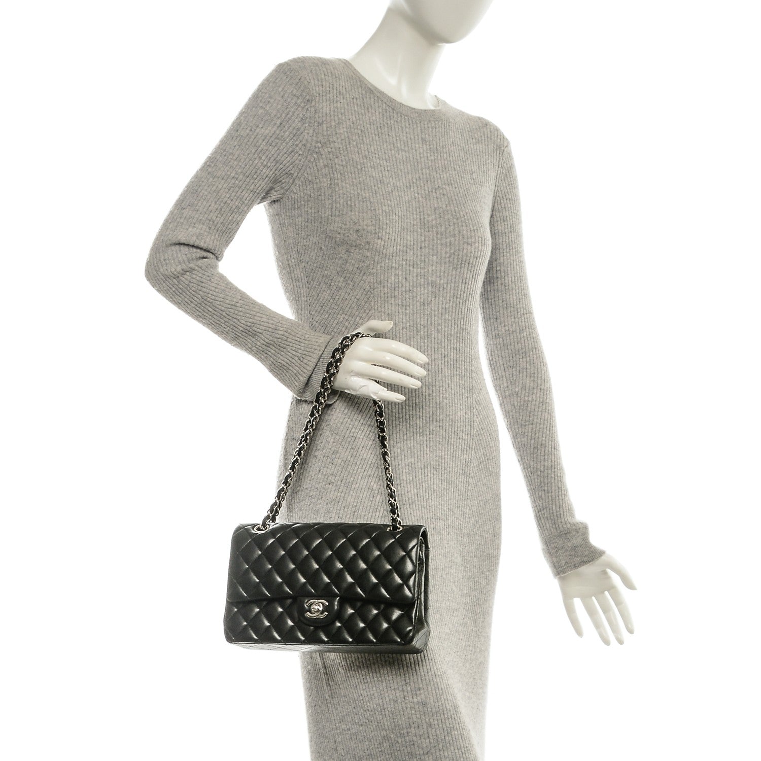 Chanel Lambskin Quilted Medium Double Flap Black 2 of 7