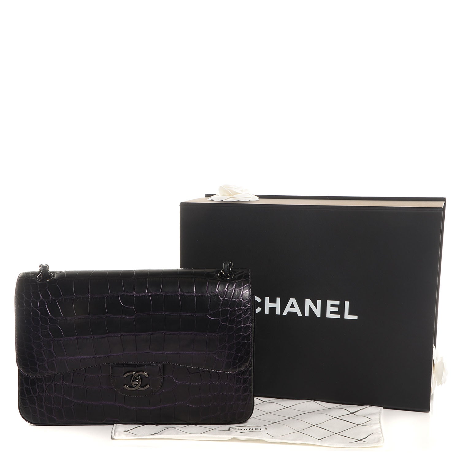Chanel Alligator Jumbo Double Flap Purple 5 of 9