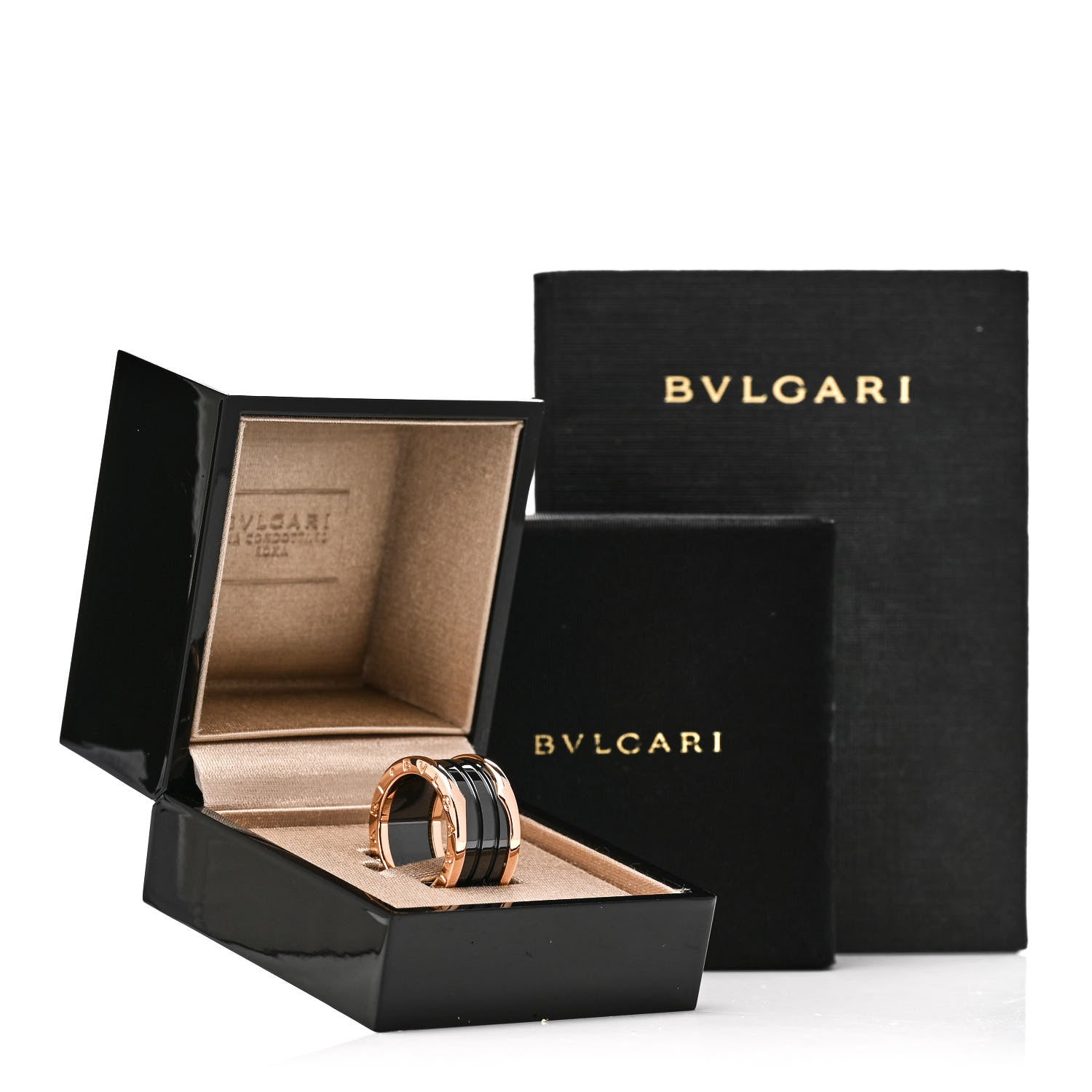 Bulgari 18K Rose Gold Black Ceramic B.Zero1 Four-Band Ring 55 7.25 6 of 6