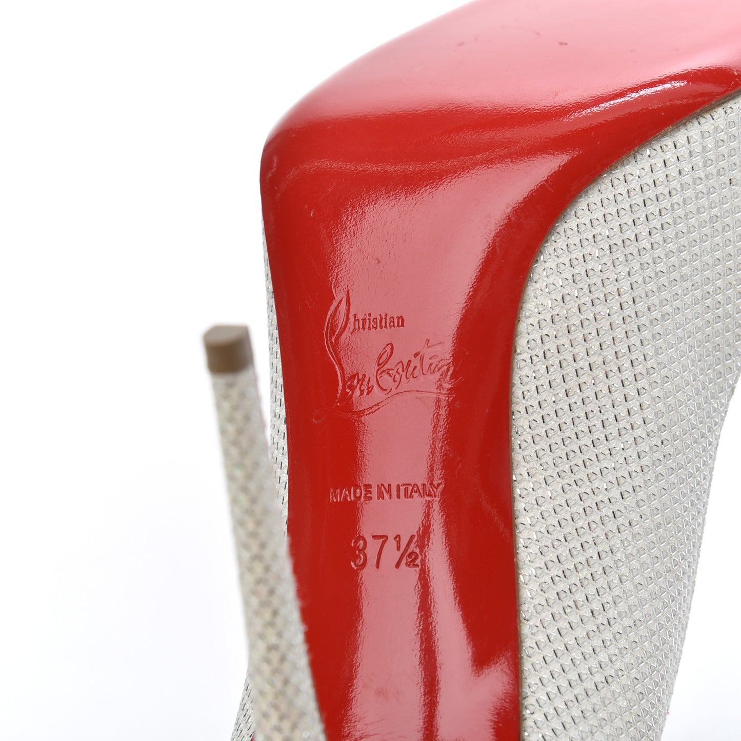 Metallic Canvas Peep Toe Pumps 37.5 White