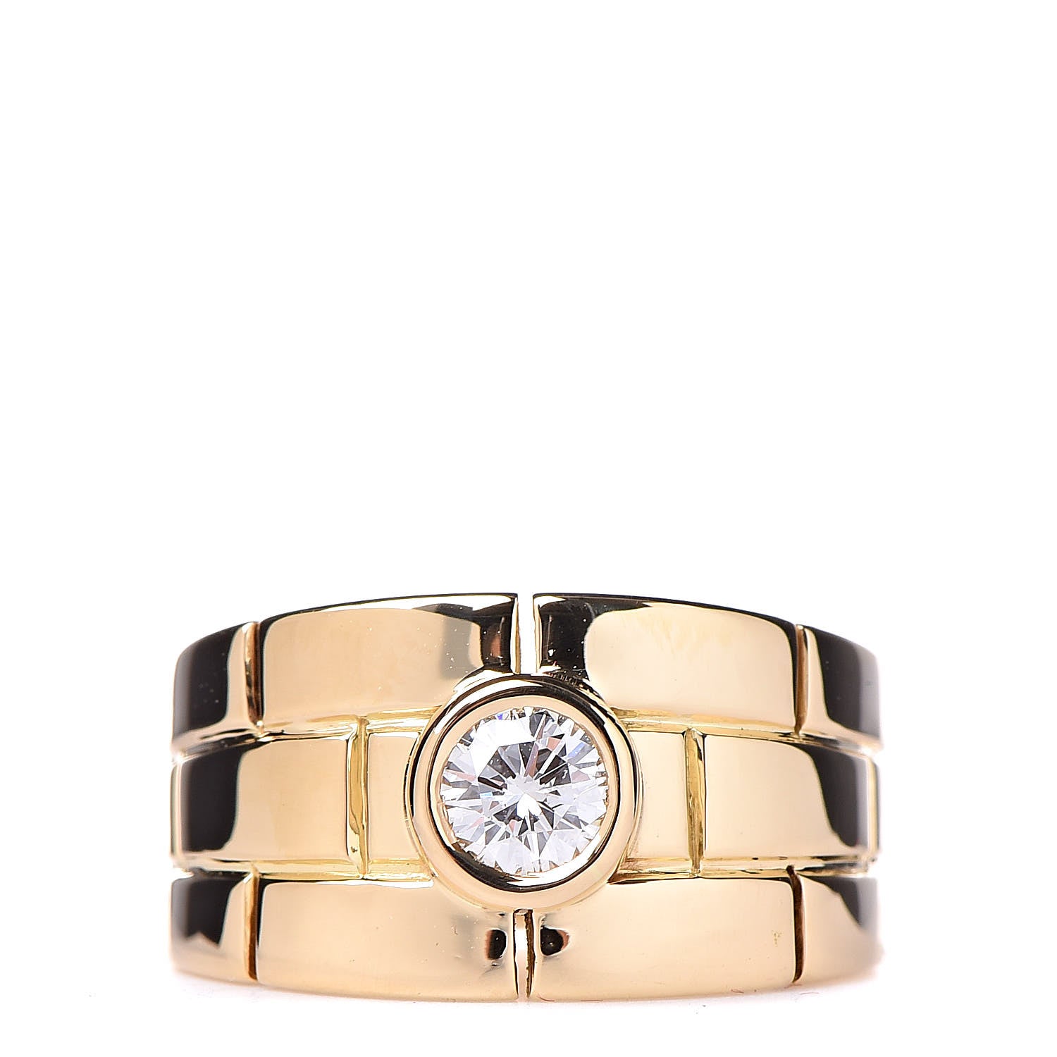 Cartier 18K Yellow Gold Diamond Maillon Panthere Solitaire Band Ring 49 4.75 1 of 5