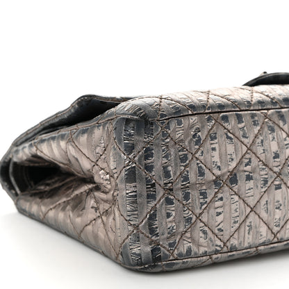 Chanel Metallic Calfskin Striped 2.55 Reissue 226 Flap Dark Silver 9 of 11