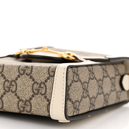 Gucci GG Supreme Monogram Azalea Calfskin Mini Horsebit 1955 Crossbody Bag Beige Ebony Mystic White 10 of 10