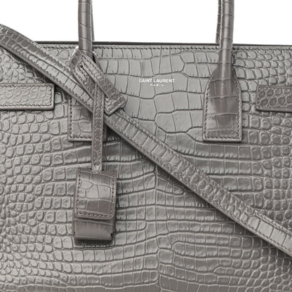 Saint Laurent Calfskin Crocodile Embossed Baby Sac De Jour Fog 9 of 14