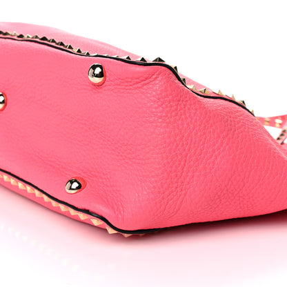 Valentino Garavani Pebbled Calfskin Medium Rockstud Tote Fuxia Fluo 11 of 16