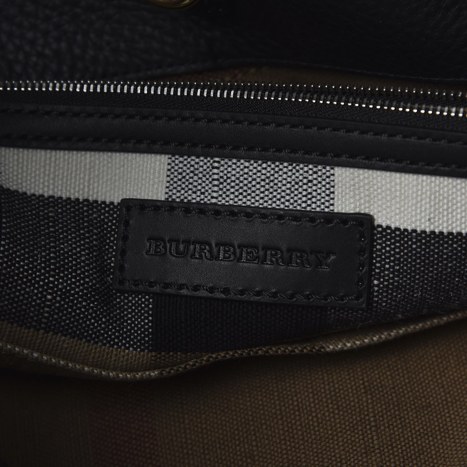 Burberry Grainy Calfskin Canvas Mega Check Medium Ashby Tassel Hobo Black 9 of 11