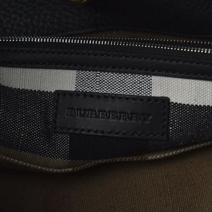Burberry Grainy Calfskin Canvas Mega Check Medium Ashby Tassel Hobo Black 9 of 11