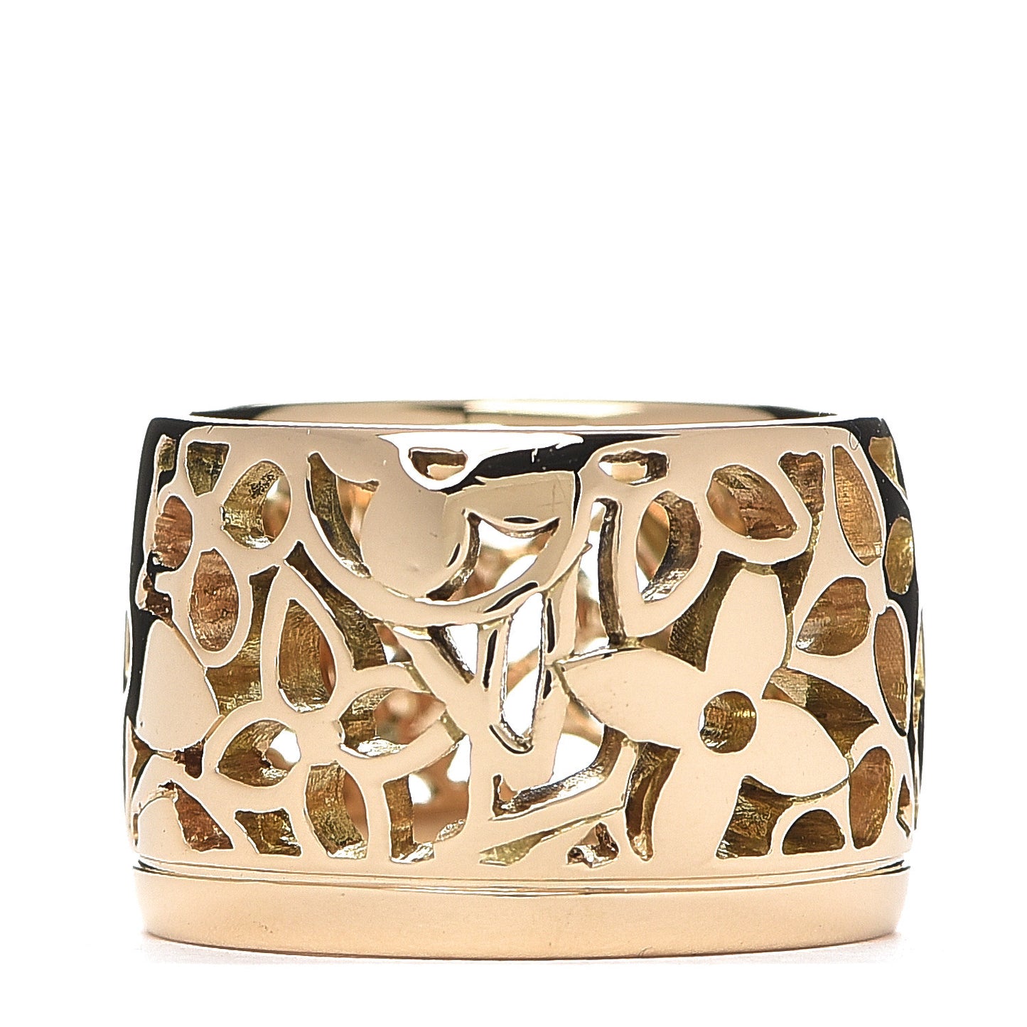 18K Yellow Gold Monogram Résille Wide Ring 50 5.25