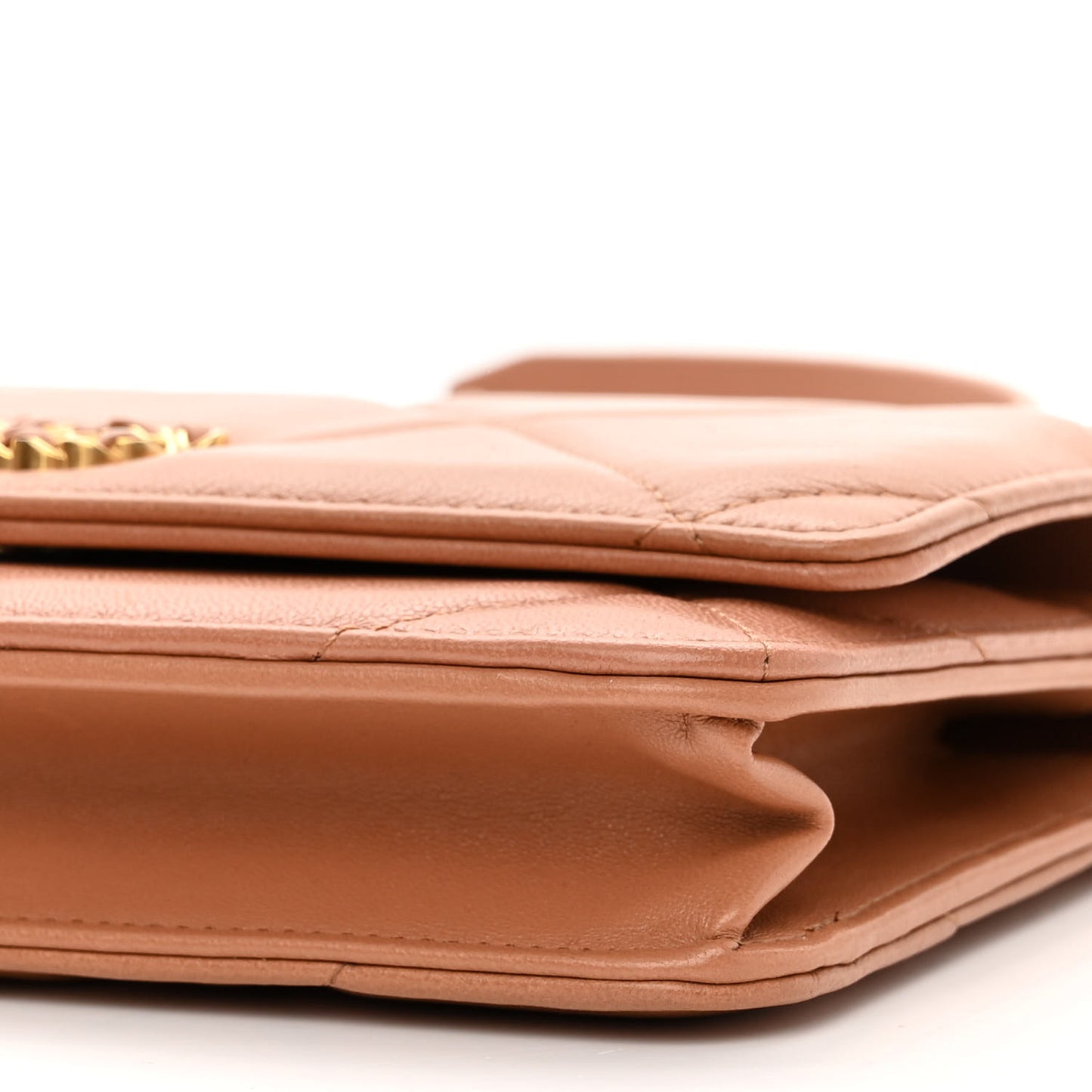 Lambskin Quilted Chanel 19 Wallet On Chain WOC Brown