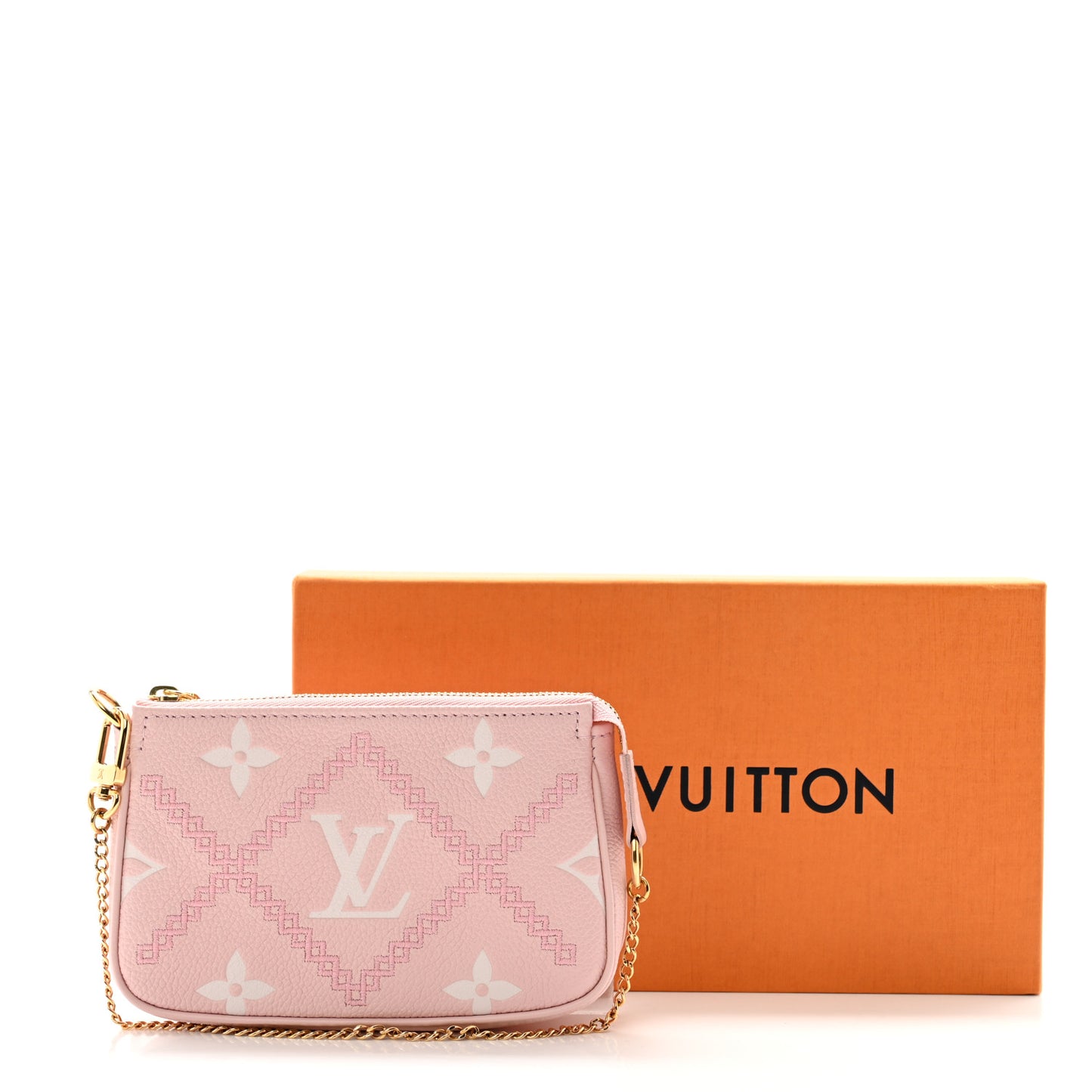 Empreinte Monogram Giant Broderies Mini Pochette Accessories Pink Creme