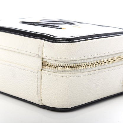 Chanel Caviar Quilted Small CC Filigree Vanity Case White Black 7 of 9