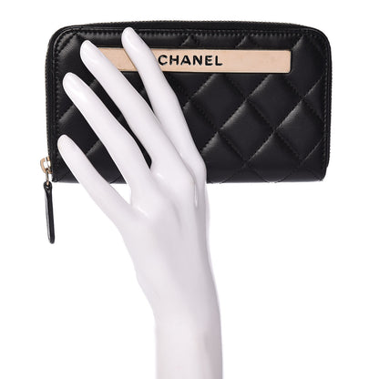 Chanel Lambskin Quilted Small Trendy CC Zip Around Wallet Black 2 of 8