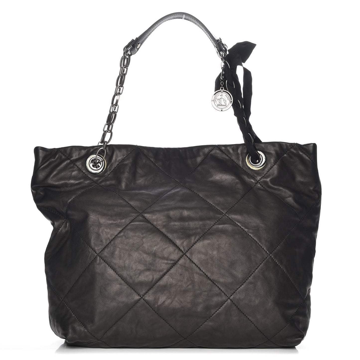 Lambskin Quilted Large Amelia Tote Black