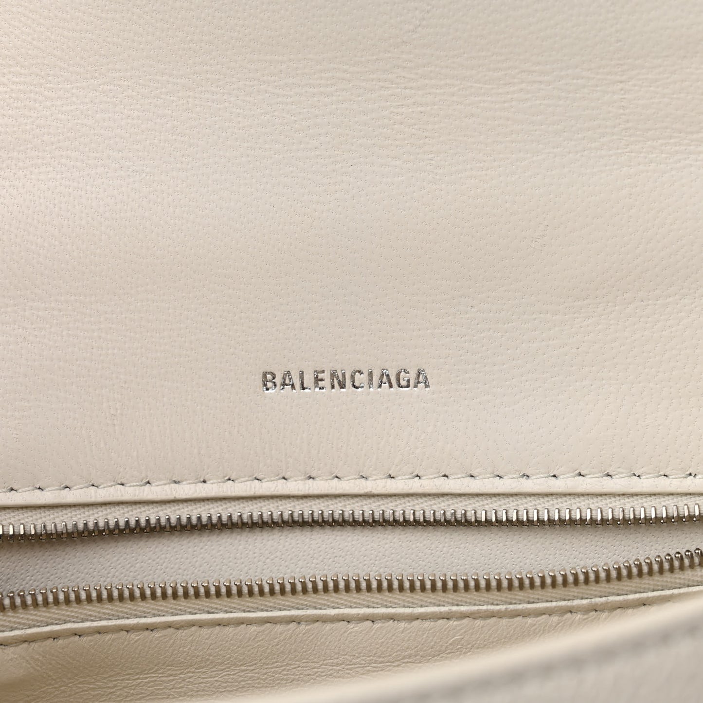 Grained Calfskin Small Hourglass Top Handle Bag White