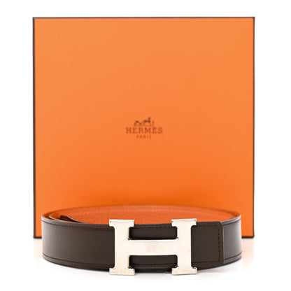 Hermes Togo Box 32mm H Belt 85 34 Orange Chocolate 17 of 17