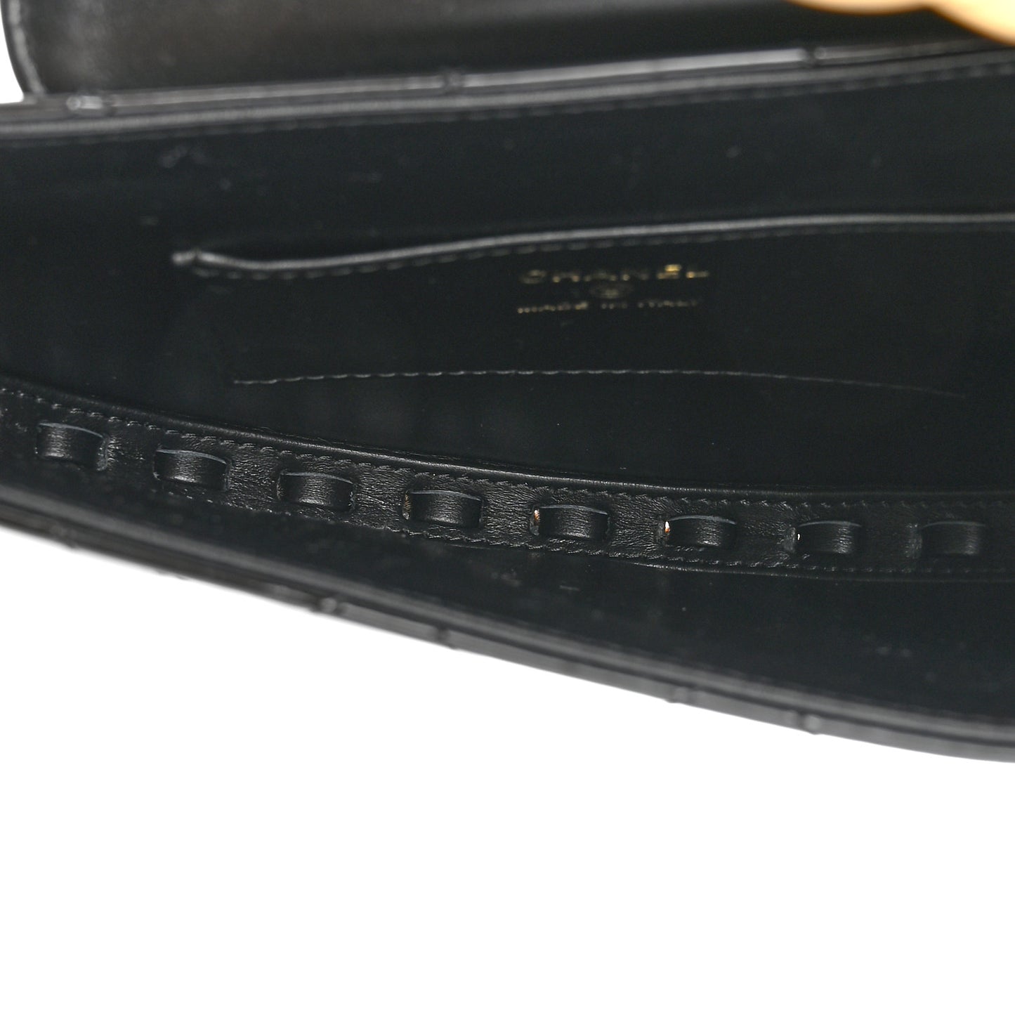 Patent Calfskin Quilted Chain Hoop Bag Black