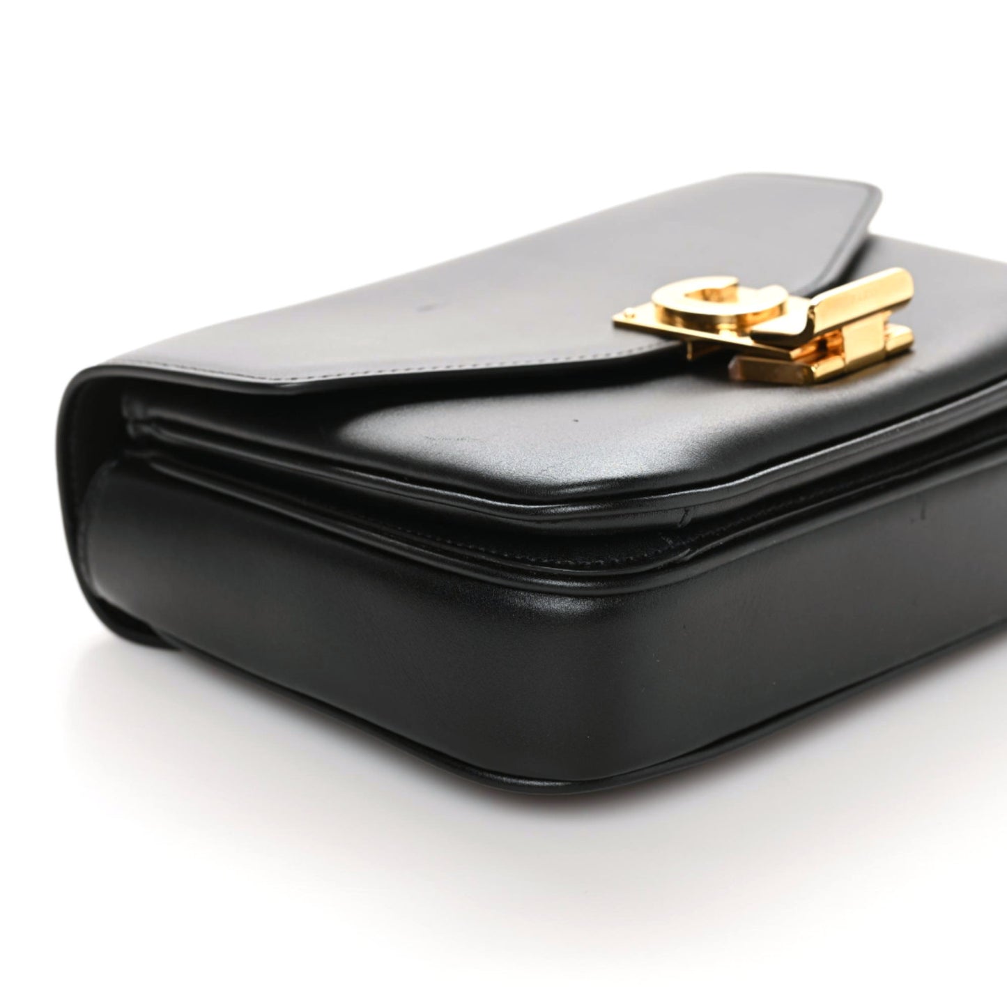 Shiny Calfskin Small C Bag Black